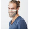 Happy young bearded guy with fashionable hairstyle and beard looking at camera, brightfully smiling with teeth, being happy about day off on work.
