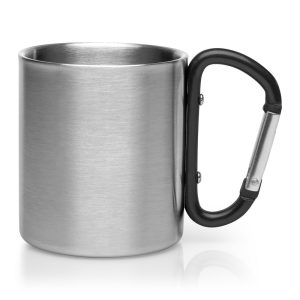 Metallbecher 210 ml mit Karabinerhaken für Ihr Marketing